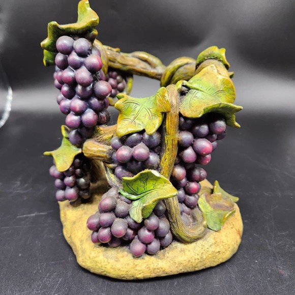 Wine Bottle Grapevine Holder Caddy Purple Grapes Green Vines Vineyard Decorative - Picture 3 of 8